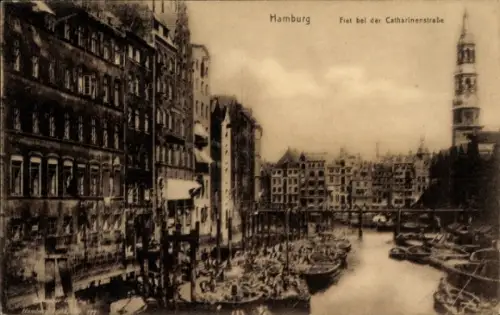 Ak Hamburg Mitte Altstadt, Fiet bei der Catharinenstraße