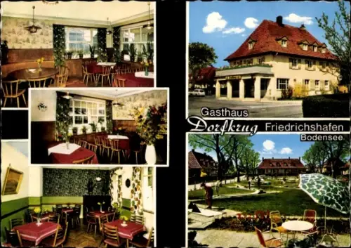 Ak Friedrichshafen am Bodensee, Gasthaus Dorfkrug, Innenräume, Restaurant, Bodensee