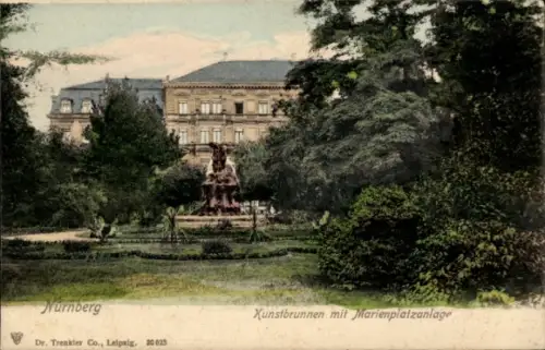 Ak Nürnberg, Kunstbrunnen mit Marienplatzanlage