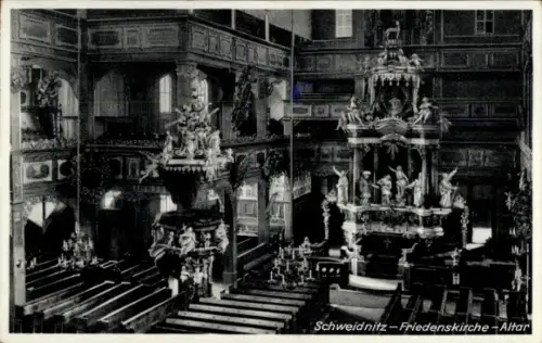 Ak Świdnica Schweidnitz Schlesien, Friedenskirche, Innenansicht, Altar