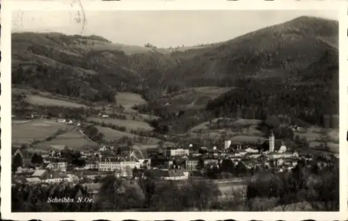 Ak Scheibbs Niederösterreich, Scheibbs N.Oe., Berge, Landschaft, Stadtansicht