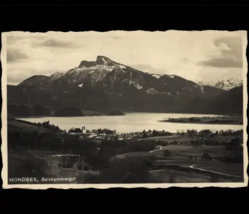 Ak Mondsee Oberösterreich, Berglandschaft,  Salzkammergut, Schwarz-Weiß-Foto
