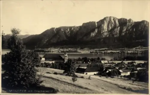 Ak Mondsee Oberösterreich, MONDSEE, Drachenwand, Berglandschaft, See, Ortsteil