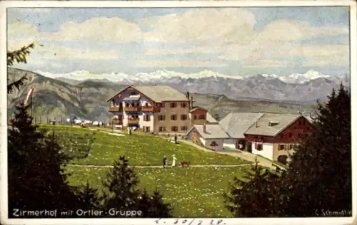 Ak Catinaccio Rosengarten Trentino Alto Adige Südtirol, Zirmerhof, Ortler-Gruppe, Berglandschaft,