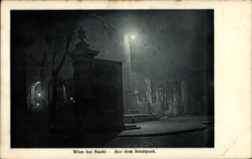 Ak Wien 1 Innere Stadt, Stadtpark bei Nacht