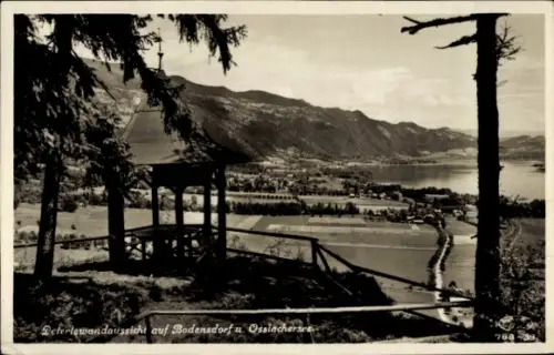 Ak Bodensdorf Steindorf am Ossiacher See Kärnten, Baumdurchblick auf Ort