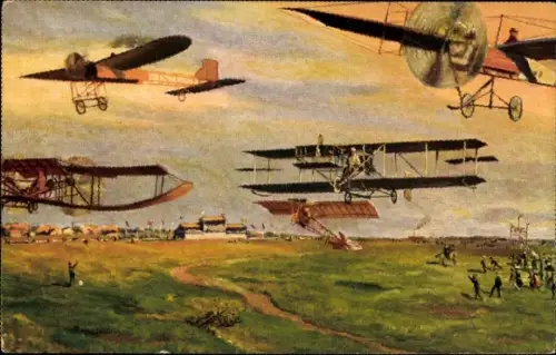 Ak Flugzeuge, Doppeldecker, Eindecker