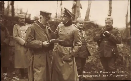 Ak Großadmiral Prinz Albert Wilhelm Heinrich von Preußen, Kronprinz Wilhelm, Besuch im Hauptquartier