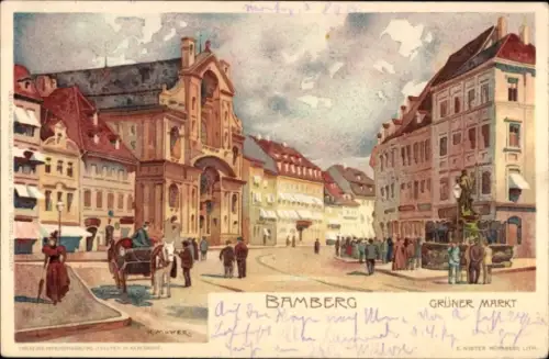 Künstler Litho Mutter, K., Bamberg in Oberfranken, Grüner Markt