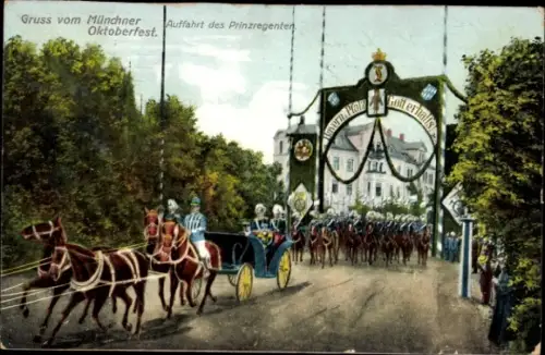 Ak München Bayern, Oktoberfest, Auffahrt des Prinzregenten, Zieher