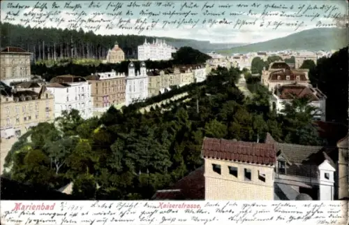 Ak Mariánské Lázně Marienbad Region Karlsbad,  Kaiserstraße, Landschaft,  von 1904