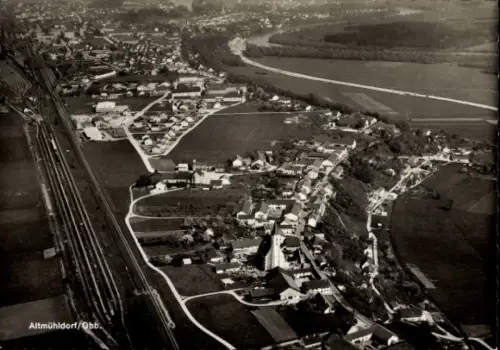 Ak Altmühldorf Mühldorf am Inn Oberbayern, Fliegeraufnahme