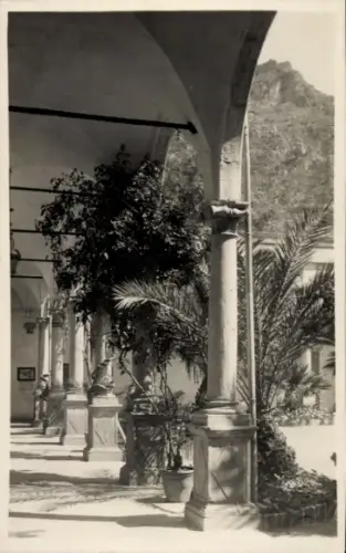 Ak Taormina Sicilia, Säulen, Pflanzen, Innenhof, Grand Hotel, S. Domenico