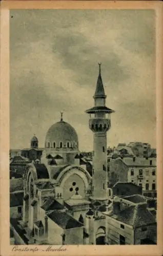 Ak Constanța Konstanza Rumänien, Darstellung einer Moschee, Kuppel, Minarett, Stadtansicht