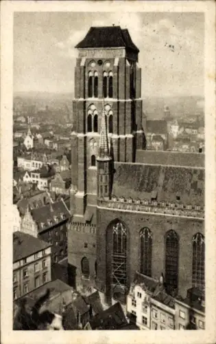 Ak Gdańsk Danzig,  St. Marien, Kirchturm, Stadtansicht
