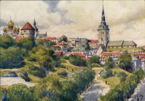 Künstler Ak Tallinn Reval Estland, Gesamtansicht