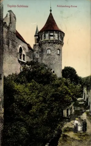Ak Teplice Šanov Teplitz Schönau Region Aussig, Schlossberg Ruine