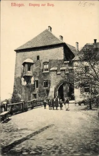 Ak Loket Elbogen Region Königgrätz, Eingang zur Burg