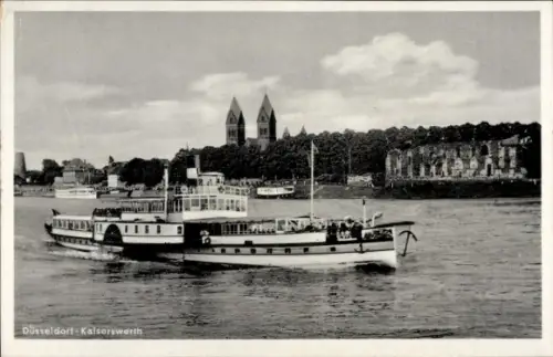 Ak Kaiserswerth Düsseldorf Nordrhein Westfalen, Salondampfer, Rheinpartie, Ruine