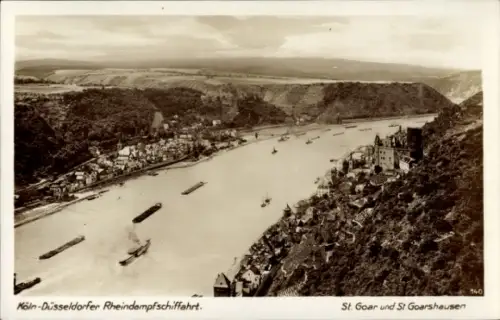 Ak St. Goar am Rhein, St. Goarshausen, Köln-Düsseldorfer Rheindampfschifffahrt