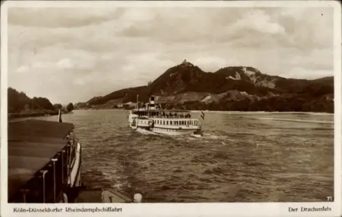 Ak Königswinter am Rhein, Drachenfels, Köln-Düsseldorfer Rheindampfschifffahrt, Dampfer