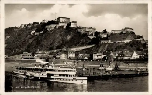 Ak Koblenz, Der Ehrenbreitstein, Salondampfer Vaterland, Rhein
