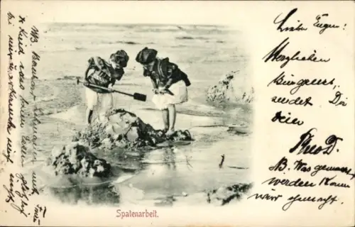 Ak Nordseebad Norderney Ostfriesland, Kinder am Strand, Spatenarbeit