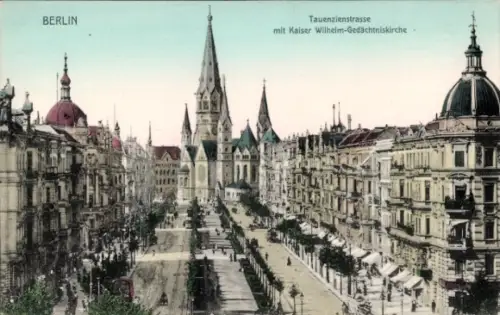 Ak Berlin Charlottenburg, Tauentzienstraße, Kaiser Wilhelm Gedächtniskirche