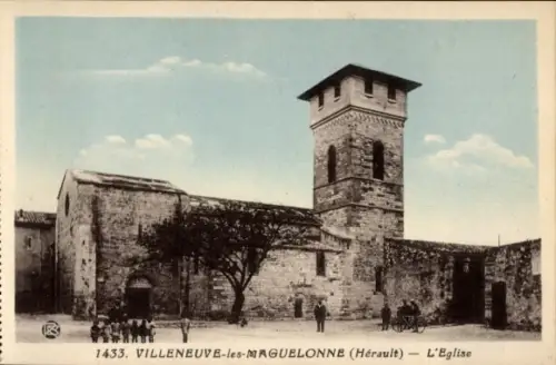 Ak Villeneuve lès Maguelone Hérault, Kirche