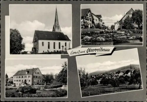 Ak Oberreitnau Lindau am Bodensee Schwaben, Verschiedene Ansichten von  Kirche, Häuser, Landschaf