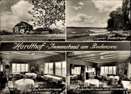 Ak Immenstaad am Bodensee, Hardthof, Badestrand, Aufenthaltsraum, Speiseraum