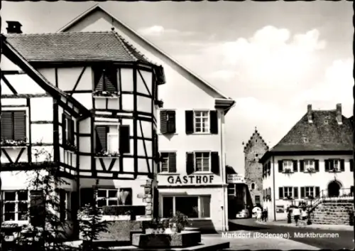 Ak Markdorf Bodenseekreis Baden, Gasthof, Marktbrunnen