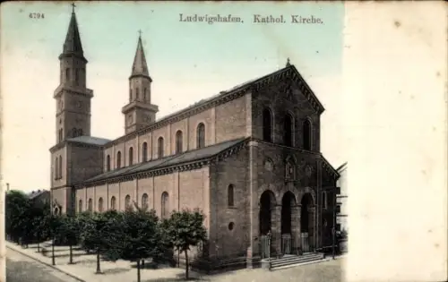 Ak Ludwigshafen am Rhein,  Katholische Kirche, farbig