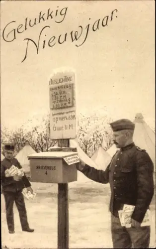 Ak Glückwunsch Neujahr, Soldaten am Briefkasten, Briefe
