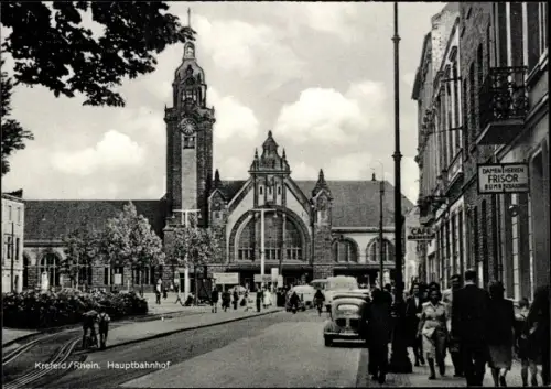 Ak Krefeld am Niederrhein, Straßenpartie am Hauptbahnhof, Friseur