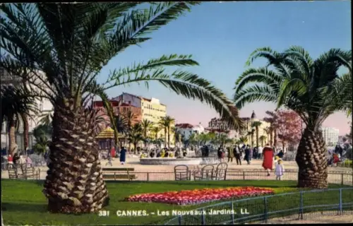Ak Cannes Alpes Maritimes, Les Nouveaux Jardins