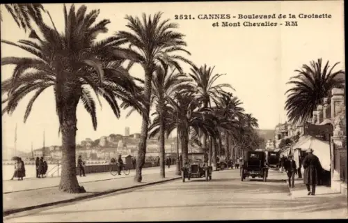 Ak Cannes Alpes Maritimes, Boulevard de la Croisette, Mont Chevalier