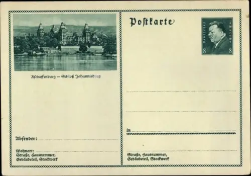 Ganzsachen Ak Aschaffenburg in Unterfranken, Schloss Johannisburg
