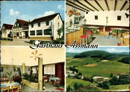 Ak Selbecke Kirchhundem im Sauerland, Gasthof Josef Assmann, Außenansicht, Speisesaal