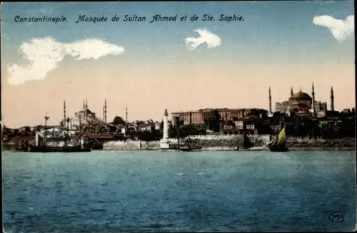 Ak Konstantinopel Istanbul Türkei, Mosquee de Sultan Ahmed et de Sainte Sophie