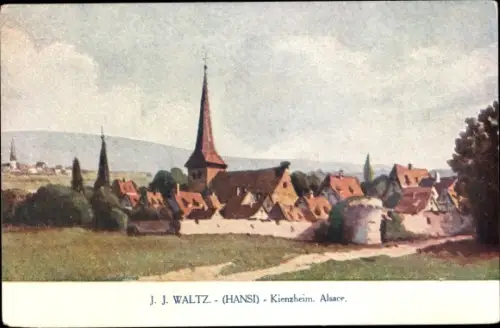 Künstler Ak Hansi, Jean Jacques Waltz, Kientzheim Haut-Rhin, Teilansicht