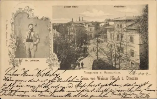 Ak Dresden Weißer Hirsch, Sanatorium, Doktor-Haus, Hirschhaus, Dr. Lahmann, Portrait