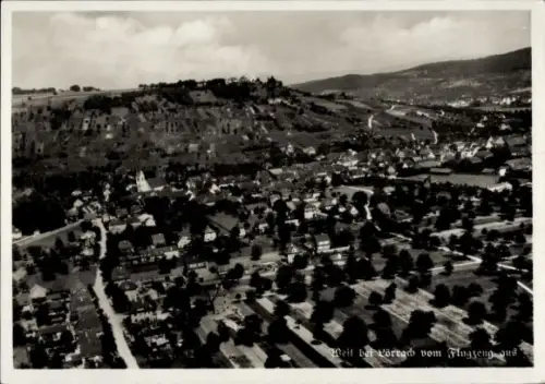 Ak Weil (bei Lörrach) am Rhein Baden, Luftaufnahme von Weil bei Lörrach, Hügel, Bäume, Häuser