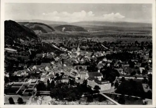 Ak Obertüllingen Lörrach in Baden Württemberg, Luftaufnahme von Herten, Lörrach, Baden, beschrift