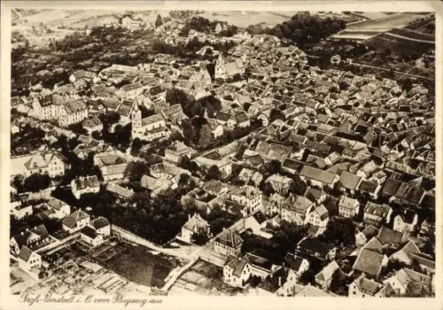 Ak Groß Umstadt in Hessen, Luftaufnahme von  Häuser, Bäume, Landschaft