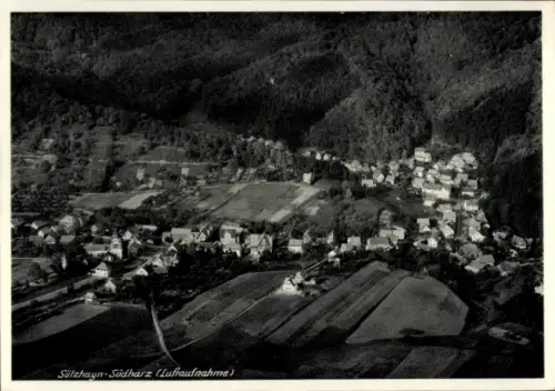 Ak Sülzhayn Ellrich im Harz Thüringen, Luftaufnahme von  Südharz, Landschaft, Häuser, Felder