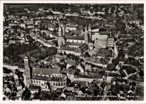 Ak Bamberg in Oberfranken, Luftaufnahme von  Dom, Pfarrkirche, Stadtansicht