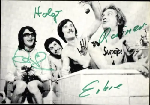 Autogrammkarte Band Surprise, Portrait, Autogramme
