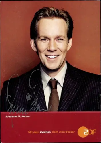 Autogrammkarte Moderator Johannes B. Kerner, Portrait, Autogramm