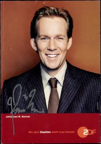 Autogrammkarte Moderator Johannes B. Kerner, Portrait, Autogramm